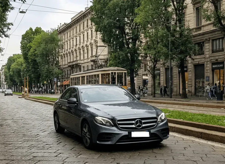 Mercedes E-Klasse im Stadtzentrum von Mailand