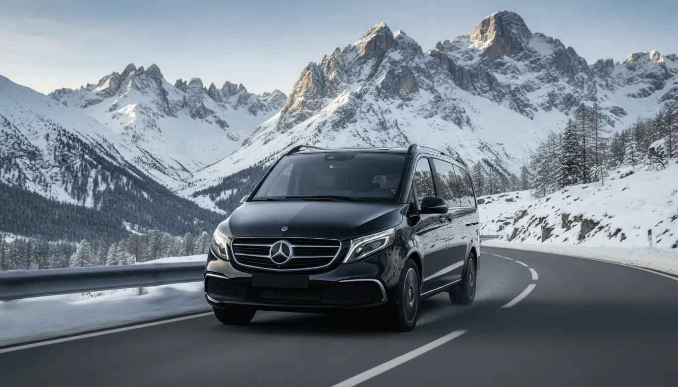 Mercedes V-Class conduciendo por carreteras de montaña