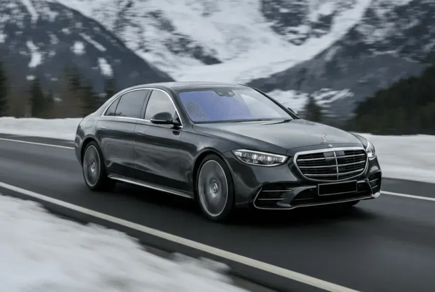 Mercedes S-Class in the mountains